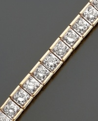 Dazzling design. This beautiful diamond bracelet features round-cut diamonds (5 ct. t.w.) in polished 14k gold. Approximate length: 7-1/4 inches. Dazzling design. This beautiful diamond bracelet features round-cut diamonds (5 ct. t.w.) in polished 14k gold. Approximate length: 7-1/4 inches.