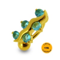 Non Dangling Silver Belly Rings |Gold Plated 18K-3 Micron Aquamarines Reverse Bar 925 Silver Belly Ring with 316L Steel 14Gx3/8 Inch Curved Barbell and 5MM Ball| Belly Button Piercing Rings Non Dangling Silver Belly Rings |Gold Plated 18K-3 Micron Aquamarines Reverse Bar 925 Silver Belly Ring with 316L Steel 14Gx3/8 Inch Curved Barbell and 5MM Ball| Belly Button Piercing Rings