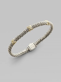 From the X Collection. A beautifully textured piece accented with three Xs in dazzling diamonds and rich gold. Diamonds, 0.2085 tcw Sterling silver 18K gold Signature box clasp closure Diameter, about 2¼ Imported From the X Collection. A beautifully textured piece accented with three Xs in dazzling diamonds and rich gold. Diamonds, 0.2085 tcw Sterling silver 18K gold Signature box clasp closure Diameter, about 2¼ Imported