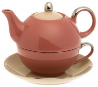 Yedi Houseware Classic Coffee and Tea Siena Tea For One with Saucer, Mauve/Mocca Yedi Houseware Classic Coffee and Tea Siena Tea For One with Saucer, Mauve/Mocca