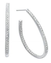 Sparkle from every angle. Eliot Danori's dazzling hoop earrings feature round-cut crystals lining the inside and outside of a chic, J hoop design. Set in silver tone mixed metal. Approximate diameter: 7/8 inch. Sparkle from every angle. Eliot Danori's dazzling hoop earrings feature round-cut crystals lining the inside and outside of a chic, J hoop design. Set in silver tone mixed metal. Approximate diameter: 7/8 inch.