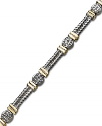 Try a trendy two-tone style. This intricate cable link bracelet is crafted in 14k gold and sterling silver for a versatile touch. Approximate length: 7 inches. Try a trendy two-tone style. This intricate cable link bracelet is crafted in 14k gold and sterling silver for a versatile touch. Approximate length: 7 inches.