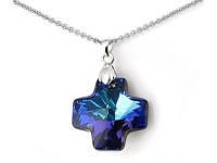 925 Sterling Silver Dark Blue Color Crystal Cross Pendant made with Swarovski Elements on 18 Inch Chain 925 Sterling Silver Dark Blue Color Crystal Cross Pendant made with Swarovski Elements on 18 Inch Chain