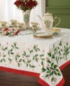 Start a new Christmas tradition with the Holiday placemat from Lenox. A lavish holly motif embellished with gold leaves and bright red trim captivates everyone around your table. Use with Holiday dinnerware to create an exceptionally festive setting.