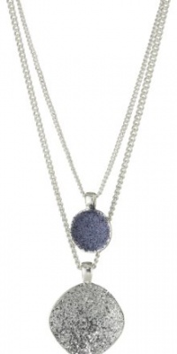 Kenneth Cole New York Holiday Boxed Silver and Navy Blue Glitter Disc 2 Row Necklace Kenneth Cole New York Holiday Boxed Silver and Navy Blue Glitter Disc 2 Row Necklace