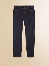 Ultra-sleek and ultra-stretchy in a slim-fitting silhouette with authentic jean-style detailing in a trendy dark wash.Front button closureWaistband with belt loopsZip flyFront slash pocketsBack patch pockets58% cotton/39% polyester/3% spandexMachine washImported Ultra-sleek and ultra-stretchy in a slim-fitting silhouette with authentic jean-style detailing in a trendy dark wash.Front button closureWaistband with belt loopsZip flyFront slash pocketsBack patch pockets58% cotton/39% polyester/3% spandexMachine washImported