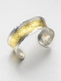 A concave design in sleek sterling silver and radiant 24k gold with a stunning hammered texture. Sterling silver24k goldSlip-on styleImported A concave design in sleek sterling silver and radiant 24k gold with a stunning hammered texture. Sterling silver24k goldSlip-on styleImported
