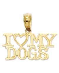 Show love for your loyal canine companion. This cute I Heart My Dogs charm is crafted from diamond-cut 14k gold. Chain not included. Approximate length: 3/5 inch. Approximate width: 7/10 inch. Show love for your loyal canine companion. This cute I Heart My Dogs charm is crafted from diamond-cut 14k gold. Chain not included. Approximate length: 3/5 inch. Approximate width: 7/10 inch.