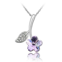 Contessa Bella Fancy Genuine 18k White Gold Plated Lavender Lilac and Clear Swarovski Austrian Crystal Elements Flower and Leaf Women Charm Pendant Necklace Elegant Silver Color Crystal Floral Fashion Jewelry Contessa Bella Fancy Genuine 18k White Gold Plated Lavender Lilac and Clear Swarovski Austrian Crystal Elements Flower and Leaf Women Charm Pendant Necklace Elegant Silver Color Crystal Floral Fashion Jewelry