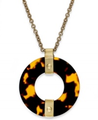 Fashion from the Summer of Love. Lauren Ralph Lauren's pendant necklace features chic tortoise resin in a circular design with links crafted in 14k gold-plated mixed metal. Approximate length: 18 inches + 2-inch extender. Approximate drop: 2 inches. Fashion from the Summer of Love. Lauren Ralph Lauren's pendant necklace features chic tortoise resin in a circular design with links crafted in 14k gold-plated mixed metal. Approximate length: 18 inches + 2-inch extender. Approximate drop: 2 inches.