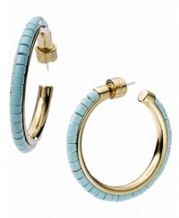 Michael Kors Turquoise Bead Hoop Gold Tone Earrings Michael Kors Turquoise Bead Hoop Gold Tone Earrings
