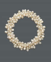 A cluster of pearls at your wrist will help enhance any ensemble. Smooth cultured freshwater pearls (3-1/2 - 4-1/2 mm) will stretch comfortably over the wrist. Approximate diameter: 4 inches. A cluster of pearls at your wrist will help enhance any ensemble. Smooth cultured freshwater pearls (3-1/2 - 4-1/2 mm) will stretch comfortably over the wrist. Approximate diameter: 4 inches.