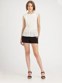 Traditional shorts in a cotton-rich blend with slash pockets, back besom pockets and a hook-and-eye closure. Hook-and-eye closureZip flySlash pocketsBack besom pocketsRise, 8Inseam, 3½98% cotton/2% Lycra®Dry cleanMade in USA of Italian fabricModel shown is 5'10 (177cm) wearing US size 2. Traditional shorts in a cotton-rich blend with slash pockets, back besom pockets and a hook-and-eye closure. Hook-and-eye closureZip flySlash pocketsBack besom pocketsRise, 8Inseam, 3½98% cotton/2% Lycra®Dry cleanMade in USA of Italian fabricModel shown is 5'10 (177cm) wearing US size 2.