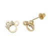 14K Yellow Gold Plated Mouse Ribbon CZ Stud Earrings with Screw-back for Children & Women