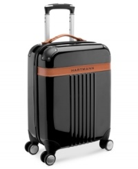 Hardside durability, lightweight convenience. A tough polycarbonate construction provides superior protection for your belongings and resists the bumps and bruises of travel, so you always board in complete confidence. Belting leather details and a figure-eight carry handle add character to this travel trooper, which features a highly resistant exterior that maintains color through scratches and scuffs. Lifetime warranty. Hardside durability, lightweight convenience. A tough polycarbonate construction provides superior protection for your belongings and resists the bumps and bruises of travel, so you always board in complete confidence. Belting leather details and a figure-eight carry handle add character to this travel trooper, which features a highly resistant exterior that maintains color through scratches and scuffs. Lifetime warranty.