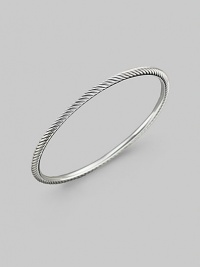 From the Cable Bangle Collection. Textured on the outside and smooth on the inside in cool sterling silver. Sterling silver Diameter, about 2½ Made in USA