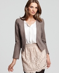 Brace yourself for endless compliments when sporting this Joie jacket--crafted from sumptuous leather with a chic, cropped silhouette for fall. Brace yourself for endless compliments when sporting this Joie jacket--crafted from sumptuous leather with a chic, cropped silhouette for fall.