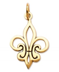 Fabulously french! This adorable Fleur-de-Lis charm features a crafty cut-out design in 14k gold. Chain not included. Approximate length: 9/10 inch. Approximate width: 1/2 inch.