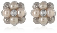 Simulated Pearl and Clear Crystal Cluster Studs Simulated Pearl and Clear Crystal Cluster Studs