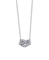 Everlasting style and shimmer combine. CRISLU's stunning Forever Knots pendant features a chic intertwined shape decorated by round-cut cubic zirconias (3/8 ct. t.w.). Crafted in platinum over sterling silver. Approximate length: 16 inches + 2-inch extender. Approximate drop: 3/4 inch. Everlasting style and shimmer combine. CRISLU's stunning Forever Knots pendant features a chic intertwined shape decorated by round-cut cubic zirconias (3/8 ct. t.w.). Crafted in platinum over sterling silver. Approximate length: 16 inches + 2-inch extender. Approximate drop: 3/4 inch.