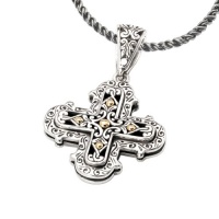 925 Silver Celtic Cross Pendant with 18k Gold Accents 925 Silver Celtic Cross Pendant with 18k Gold Accents