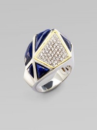 A geometric style with beautiful lapis stones and pavé white sapphires accented in 18k goldplated sterling silver. Sterling silverLapisWhite sapphires18k goldplated sterling silverWidth, about 1Imported A geometric style with beautiful lapis stones and pavé white sapphires accented in 18k goldplated sterling silver. Sterling silverLapisWhite sapphires18k goldplated sterling silverWidth, about 1Imported