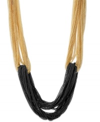 The building block of your style evolution. Gold and black colorblock chains are looped together in this intricate INC International Concepts necklace. Crafted in 14k gold-plated and black tone mixed metal. Approximate length: 16 inches + 3-inch extender. The building block of your style evolution. Gold and black colorblock chains are looped together in this intricate INC International Concepts necklace. Crafted in 14k gold-plated and black tone mixed metal. Approximate length: 16 inches + 3-inch extender.