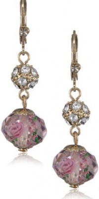 Betsey Johnson Tzarina Princess Pink Flower Bead Drop Earrings