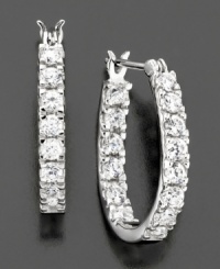 Hoop earrings with a big sparkle. These cubic zirconia (1/4 ct. t.w.) earrings by CRISLU are set in sterling silver finished in platinum. Hoop earrings with a big sparkle. These cubic zirconia (1/4 ct. t.w.) earrings by CRISLU are set in sterling silver finished in platinum.