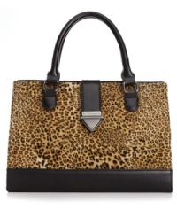 Give in to animal attraction with this posh, leopard print satchel form BCBGeneration. The elegant frame is outfitted with signature hardware and contrast trim, for a look that's fabulously fierce. Give in to animal attraction with this posh, leopard print satchel form BCBGeneration. The elegant frame is outfitted with signature hardware and contrast trim, for a look that's fabulously fierce.