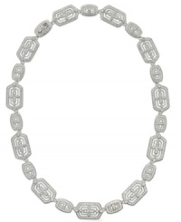 Eliot Natori combines style and substance in this decorated collar necklace. Crafted from rhodium-plated brass, the necklace features crystal accents to stunning effect. Approximate length: 16 inches.