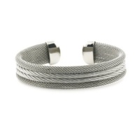 Ryssa Ladies Mesh Collection Cable Stainless 316L Steel Cuff Bracelet (14.5mm thick) Ryssa Ladies Mesh Collection Cable Stainless 316L Steel Cuff Bracelet (14.5mm thick)