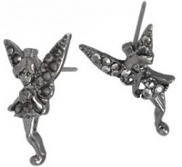 Beautiful Hematite Plated Tinkerbell Inspired Fairy Stud Earrings with Black Austrian Crystals Beautiful Hematite Plated Tinkerbell Inspired Fairy Stud Earrings with Black Austrian Crystals