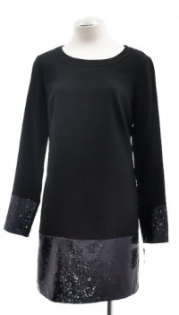 Trina Turk Black Sonya Long Sleeve Tunic Dress With Sequin Cuff and Hem 6 Trina Turk Black Sonya Long Sleeve Tunic Dress With Sequin Cuff and Hem 6