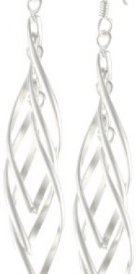 Sterling Silver Linear Swirl French Wire Earrings Sterling Silver Linear Swirl French Wire Earrings