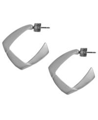 Geometrically savvy. Kenneth Cole New York adds a modern twist to traditional hoop earrings with a chic square shape. Crafted in silver tone mixed metal. Approximate drop: 1-1/10 inches. Geometrically savvy. Kenneth Cole New York adds a modern twist to traditional hoop earrings with a chic square shape. Crafted in silver tone mixed metal. Approximate drop: 1-1/10 inches.