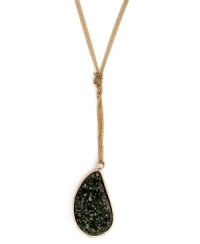 Tough rocks! BCBGeneration combines edgy black crystals with a hint of glam in this asymmetrical drop pendant. Y-shaped chain set in rose gold tone mixed metal. Approximate length: 24 inches. Approximate drop: 4-1/2 inches. Tough rocks! BCBGeneration combines edgy black crystals with a hint of glam in this asymmetrical drop pendant. Y-shaped chain set in rose gold tone mixed metal. Approximate length: 24 inches. Approximate drop: 4-1/2 inches.