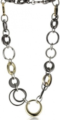 Anne Klein Mixed Metal Gold-Tone and Hematite Plated Link Necklace Anne Klein Mixed Metal Gold-Tone and Hematite Plated Link Necklace