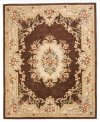 Modeled after 17th century Aubusson rugs, the Jade area rug offers a traditional floral motif in a contemporary sage and ivory colorway. Crafted of rich wool. Modeled after 17th century Aubusson rugs, the Jade area rug offers a traditional floral motif in a contemporary sage and ivory colorway. Crafted of rich wool.