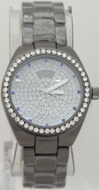 Geneva Sporty Quartz Chronograph-style Look Diamond ON Dail RhineStone on Bezel Black Metal Band Geneva Sporty Quartz Chronograph-style Look Diamond ON Dail RhineStone on Bezel Black Metal Band