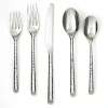 This set includes four each of a dinner fork, dinner spoon, salad fork, teaspoon and dinner knife.