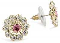 Betsey Johnson Pink Crystal Flower Stud Earrings