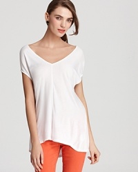 Cut in a flowing silhouette, this Vince top is uniquely cool--designed with double v-shaped necklines for a modern take on the classic style. Cut in a flowing silhouette, this Vince top is uniquely cool--designed with double v-shaped necklines for a modern take on the classic style.