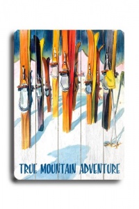 Arte House Wooden Sign, Vertical Skis Arte House Wooden Sign, Vertical Skis