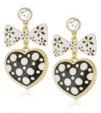 Betsey Johnson Pretty Polka Dots Polka Dot Heart & Bow Drop Earrings Betsey Johnson Pretty Polka Dots Polka Dot Heart & Bow Drop Earrings