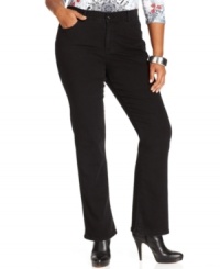 Slimming favorites: Style&co.'s bootcut plus size jeans with flattering tummy control. Slimming favorites: Style&co.'s bootcut plus size jeans with flattering tummy control.