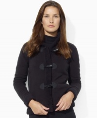 Sumptuously soft in Lauren Ralph Lauren's cozy fleece construction, this sleek mockneck jacket provides stylish warmth without the weight. Sumptuously soft in Lauren Ralph Lauren's cozy fleece construction, this sleek mockneck jacket provides stylish warmth without the weight.