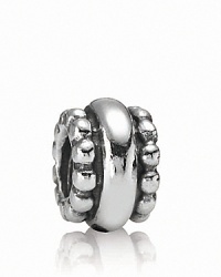 Add texture, dimension, and shine to your PANDORA bracelet with this sterling silver ring charm. Add texture, dimension, and shine to your PANDORA bracelet with this sterling silver ring charm.