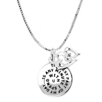 Sterling Silver The Best Part Of My Day Is Any Minute I Spend with U. I Love You Reversible Pendant Necklace with Heart Charm, 18