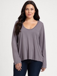 Whether worn with skinnies or bootcut jeans, this exquisite supima cotton-modal top will give you the silhouette you really want.ScoopneckLong sleevesPull-on styleAbout 26 from shoulder to hemSupima cotton/micro modalMachine washMade in USA Whether worn with skinnies or bootcut jeans, this exquisite supima cotton-modal top will give you the silhouette you really want.ScoopneckLong sleevesPull-on styleAbout 26 from shoulder to hemSupima cotton/micro modalMachine washMade in USA